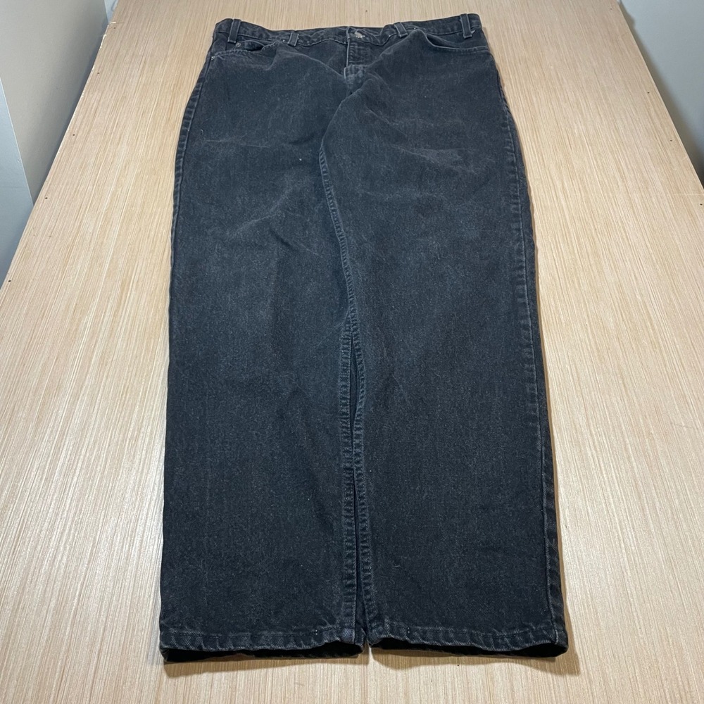 Levi 550 Jeans Mens 42x32 Black Relaxed Fit Tapered Leg Orange Tab Denim